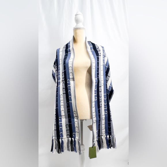GUCCI Logo Stripe Wool 2021 Scarf w/ Tags - Picture 1 of 13